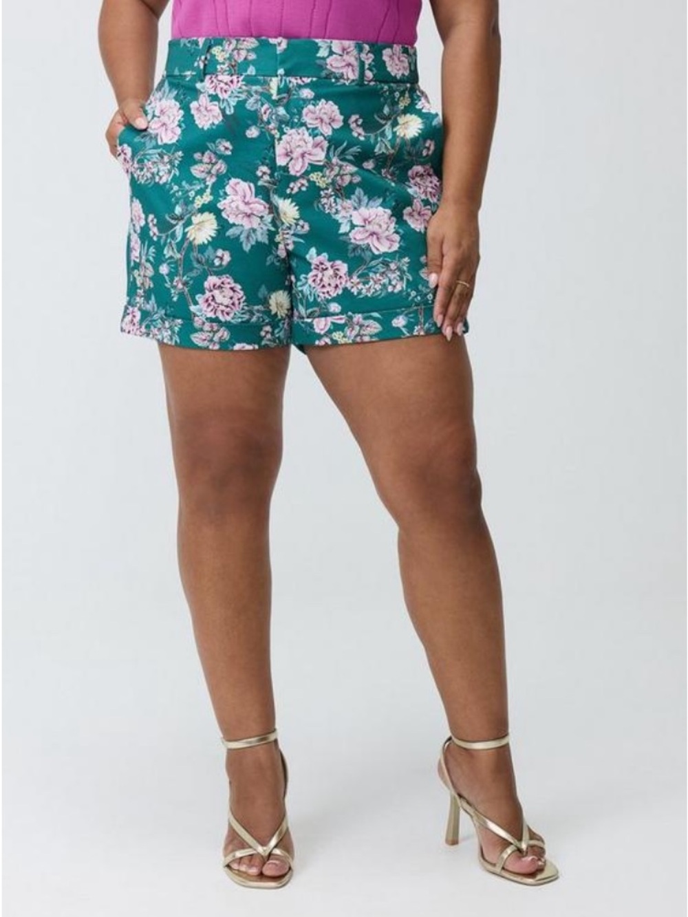Torrid Studio Luxe Trouser Shorts Size 0 Branch Garden Floral Green Floral NWT